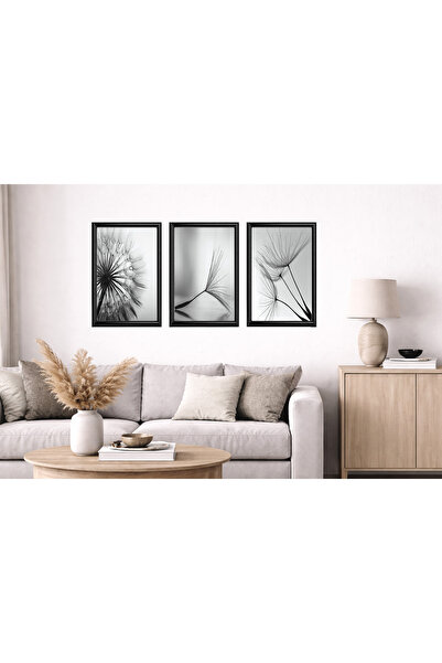 Aura Mia Store Set of 3 Modern Minimalist Paintings with Black Frame – Living...