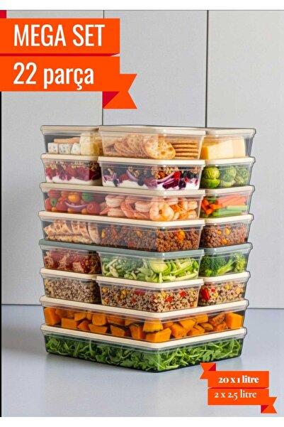 Herza House Set of 22 Freshbox Storage Containers Suitable for Microwave and ...