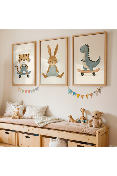 Artiera Σετ ζωγραφικής για παιδικό δωμάτιο με ξύλινο πλαίσιο 3 τεμαχίων Tiger...