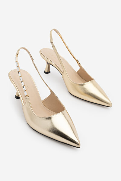 Marjin Γυναικείο στιλέτο με μυτερή μύτη και ανοιχτή πλάτη, Με κασκόλ πέτρες μ...