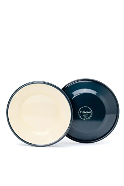 Refikadan Emaye Tabak Seti 2li 21cm - Petrol Kordonlu