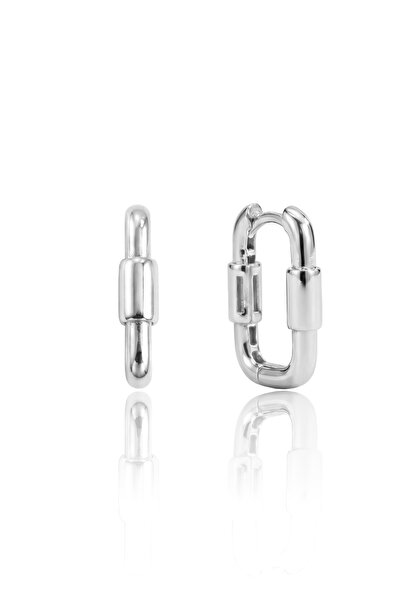 Söğütlü Silver 925 Ayar Gümüş Küpe Beyaz Altın Rodyum Kaplama Geometrik Karab...