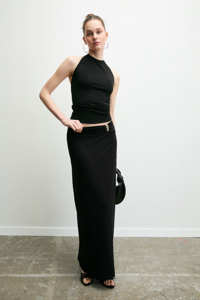 GRIMELANGE Bellisima Women's Soft and Stretchy Fabric Buckle Detail Regular B...