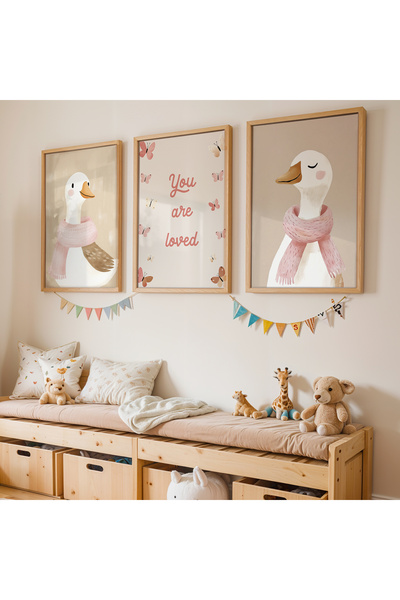 Artiera Σετ ζωγραφικής 3 τεμαχίων με κύκνους και γράμματα για κοριτσίστικο δω...