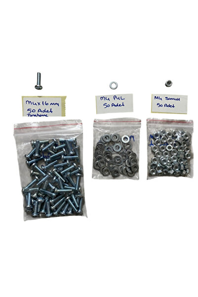 Tuna M4X16mm YILDIZ SİLİNDİR BAŞLI METRİK VİDA --VİDA 50 ADET -SOMUN 50 ADET-...