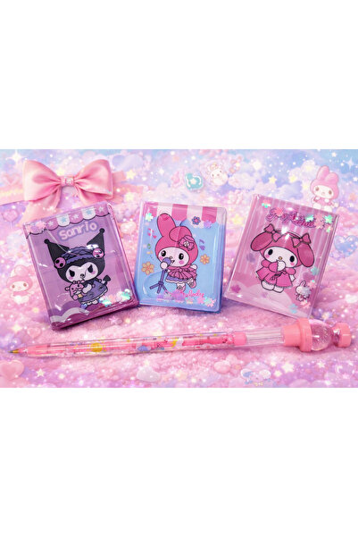 GEZEGENX Mini Sulu Sticker Defteri, Stickerlı Kuromi Melodi Defter, 3 Defter+...