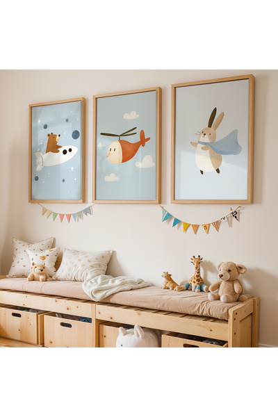 Artiera Σετ ζωγραφικής 3 τεμαχίων με ξύλινο πλαίσιο για αγορίστικο δωμάτιο με...