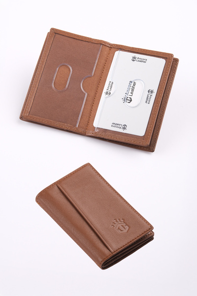 Ancora Leather Genuine Leather Minimum Card Holder -26206-Taba