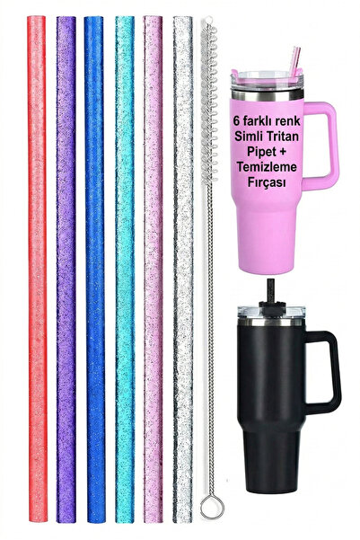 Stanley Quencher 1.18 and 0.88 Compatible 6-Pack of Glittery Tritan Straws Bp...