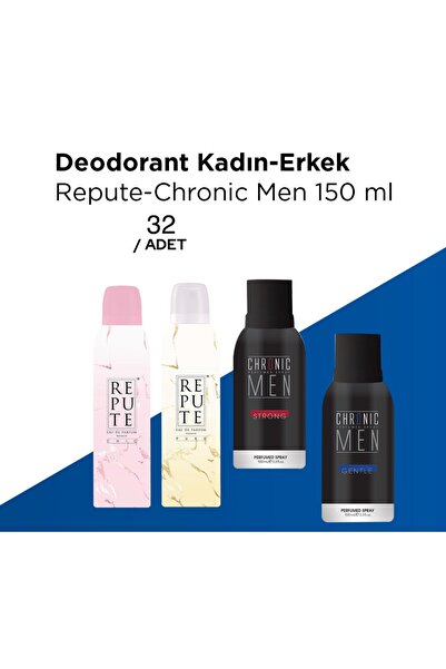 Chronic Deodorant Kadın - Erkek Repute 32 Adet Stant set