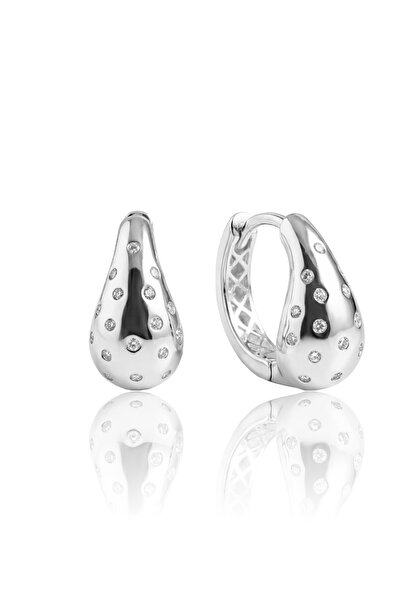 Söğütlü Silver 925 Ayar Gümüş Küpe Beyaz Altın Rodyumlu Zirkon Taşlı Bottega ...