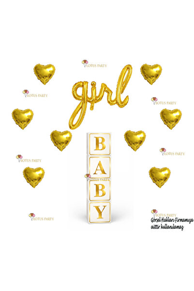 LOTUS PARTY Gold Renk Baby Yazılı Beyaz Kutu Yeni doğan Hastane oda süsleme -...