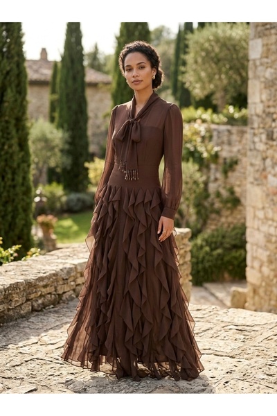 Rabiossa Kadın Uzun Kollu Uzun Elbise