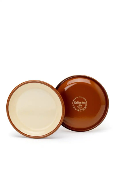 Refikadan Emaye Tatlı Tabağı Seti 2li - Tarçın Kordonlu