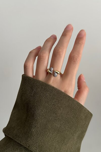 Okko Store Cross Stone Heart Adjustable Ring