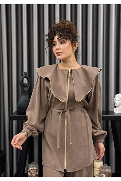 Cardella Liora Summer Tnsl Fabric Zip Detail Shirt and Pants Set – Modern Hij...