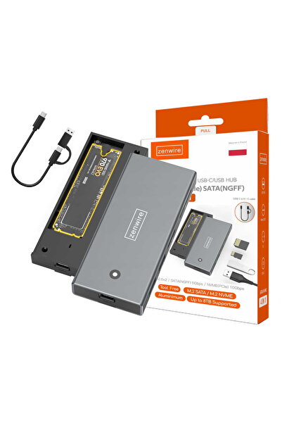 zenwire HUB Rack Extern Zenwire® MC401 6-în-1, Carcasă SSD M.2 NVMe/SATA 10GB...