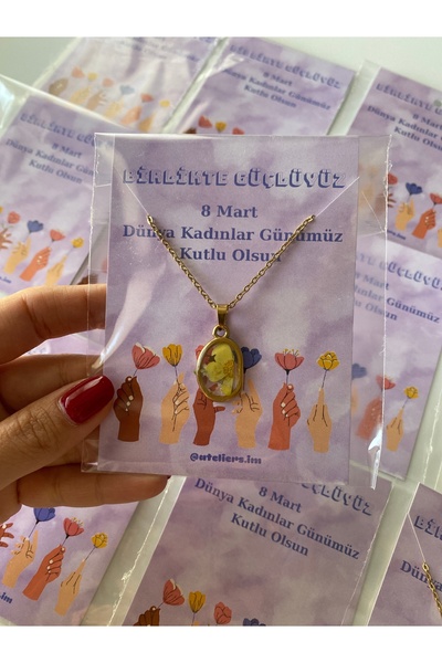 IM ATELIER Kadınlar Günü Hediyesi Çiçekli Kolye -5’li Paket