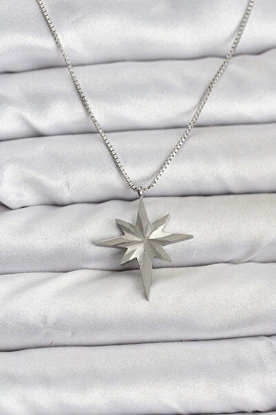 shopwave 316L Çelik Zincir Gümüş Renk Kutup Yıldızı Model 60 cm Zincir Kadın ...