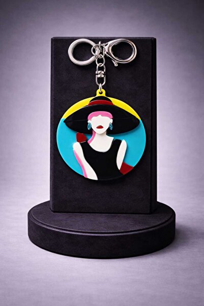 mdm style Colorful Acrylic Bag Charm with Female Figure Keychain