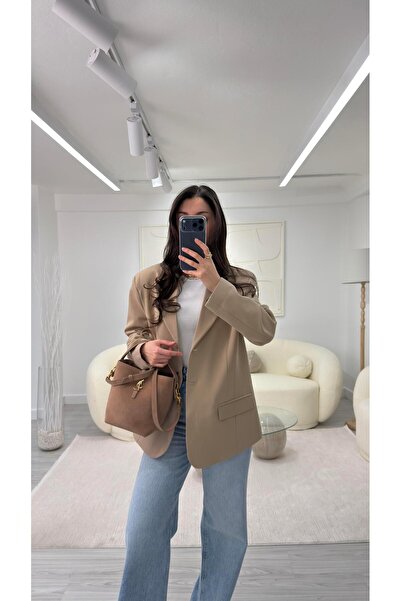 LUUNA STORE Si̇lva O Oversized Blazer - Camel