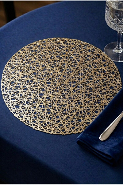 zyntech 6’lı Gold Renk Örgü Desenli Şık Amerikan Servis Supla Takımı