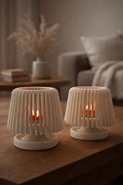 3D 2’li Mermer Desenli Dekoratif Mumluk – Modern Minimal Tealight Mumluk | Ma...