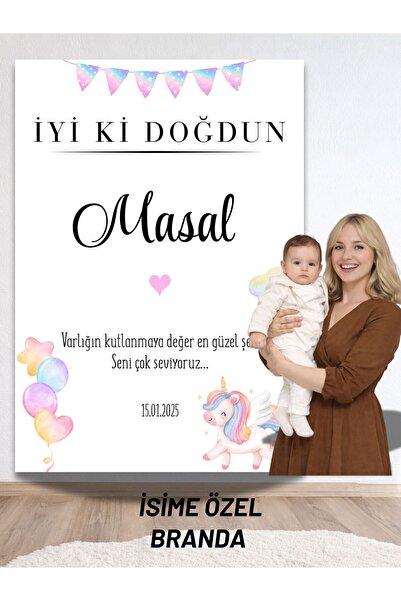 Hobi Sepeti Kişiye Özel Doğum Günü Happy Birthday Duvar Brandası İsimli Arkap...