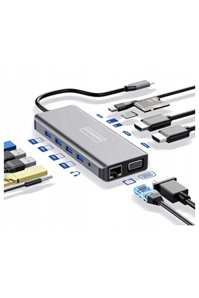 zenwire Adaptator Hub 12in1 USB-C / 2x HDMI 4K 30 Hz / VGA / USB / mini Jack ...