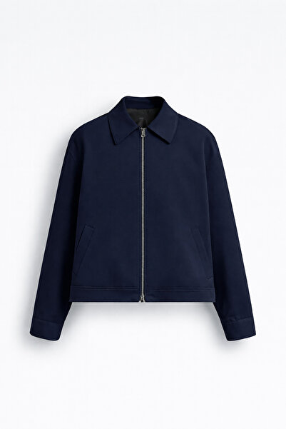 Bossago Men's Navy Blue Regular Zippered Coat-Jacket Soft-Textured Premium Fa...