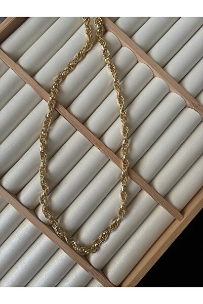 ARİ TAKI Thin Ringed Interlocking Gold Steel Necklace