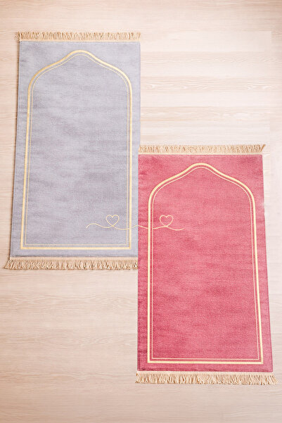 Seccadem LÜKS ŞÖNİL Kumaş Kalpli Seccade Eşli Çift Seccade Gelin Damat Bohças...