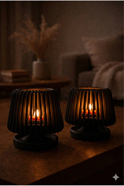 3D 2’li Dekoratif Mumluk – Modern Minimal Tealight Mumluk | Masa Üstü Ev Dekoru