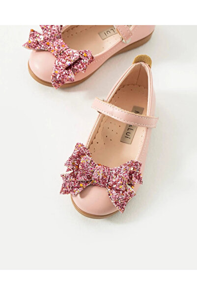 Mia Lui Işıltılı Fiyonk Detaylı Çocuk Babet - Pudra Pembe