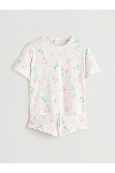 LC Waikiki مجموعة بيجاما بنطلون قصير للفتيات من بيك نيو سيزون منقوش