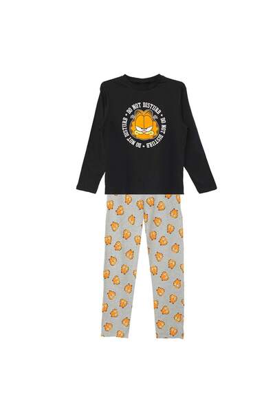 OEM Set Pijama de Iarna din Bumbac Gri Negru cu Model Garfield pentru Femei X...