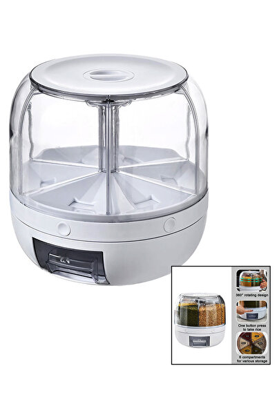 Go İthalat Dönen Erzak Kabı Mutfak Bakliyat Saklama 6 Bölmeli Otomatik Musluk...