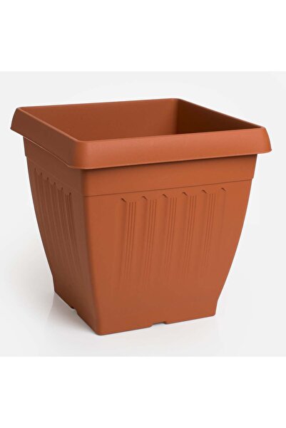 OEM Square Plastic Flower Pot Terracotta 25.5x25.5x24cm - 9.58L