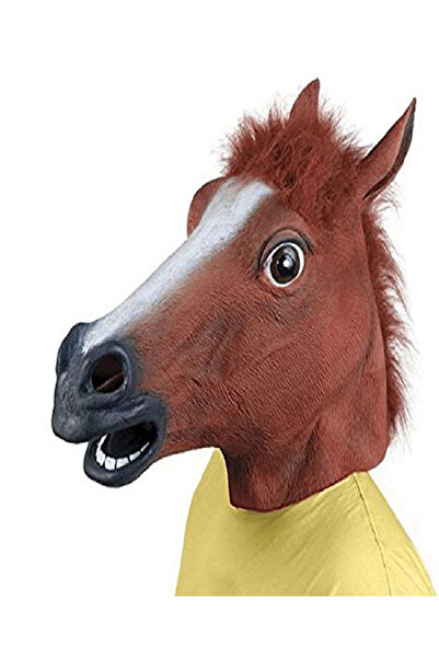 Go İthalat At Maskesi Başlığı Cosplay Kostüm Partisi Lateks Hayvan Yetişkin B...