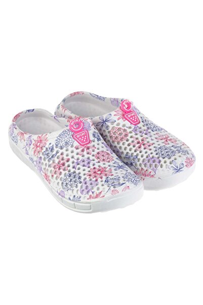 OEM Slapi Saboti Albi cu Flori Mov Roz pentru Femei 37