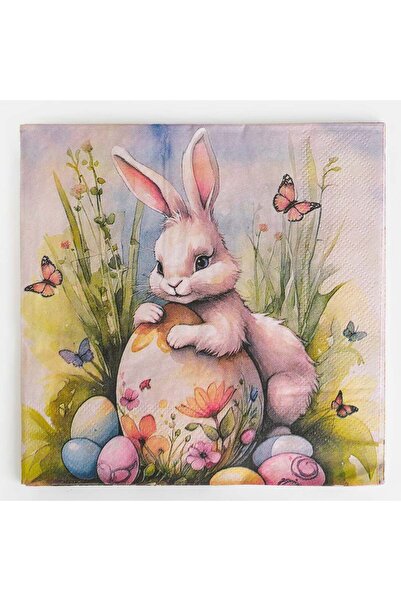 OEM Servetele de Masa cu 2 Straturi Model Iepure Oua Fluturi 33x33cm - 20buc