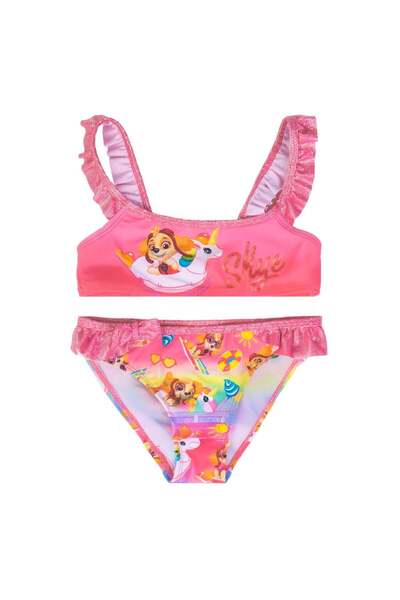OEM Paw Patrol Skue Ροζ Σετ Μαγιό με Φιόγκο και Βολάν με Γκλίτερ για Παιδιά 4...