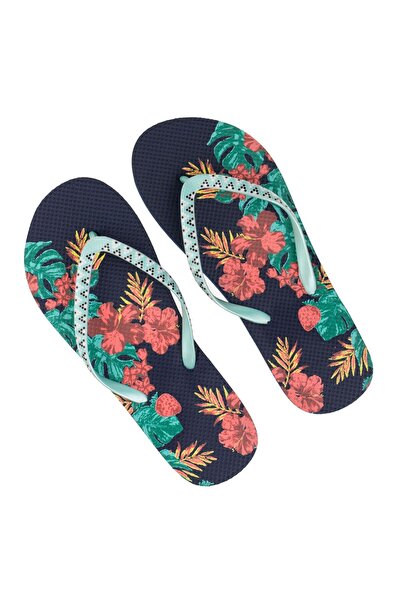 OEM Women's Blue Tropical Floral Beach Slipper 38-39