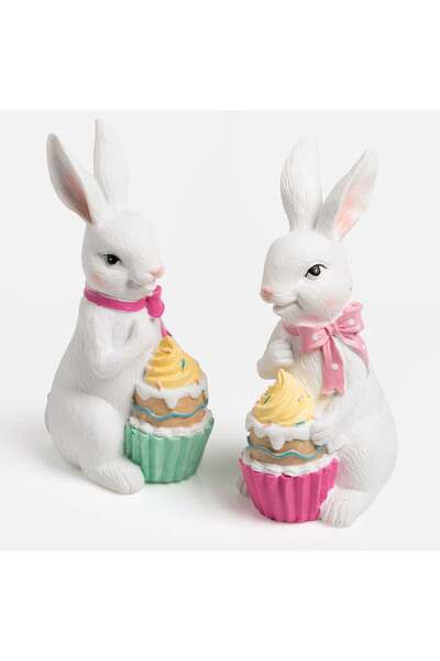 OEM Polyresin Easter Bunny with Cupcake 16.5cm