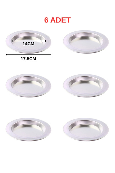 Albergio 6 Pieces Aluminum Kunefe Plate 14 cm Inner Diameter 17.5 cm Outer Di...