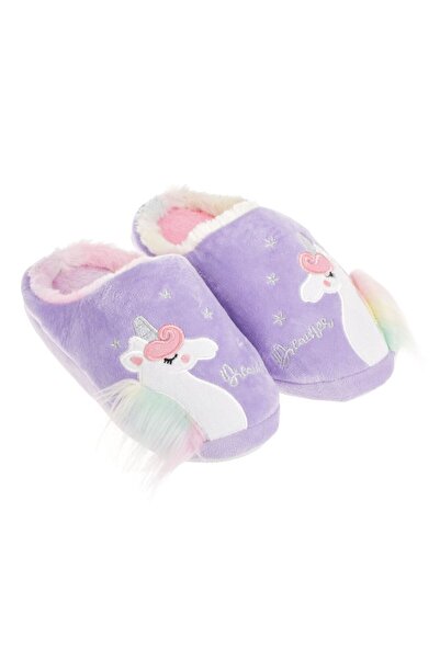 OEM Unicorn Lilac Winter Slipper with 3D Rainbow Mane for Teenagers 37-38