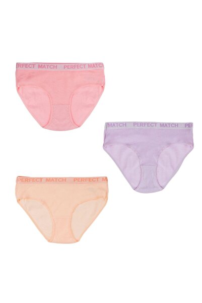 OEM Set of Ribbed Cotton Panties in Pastel Colors for Children - 3 Pairs 8-10...