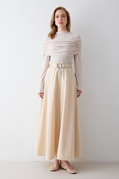 Melike Tatar Zip Detail Poplin Skirt 32-2714