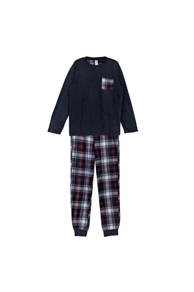 OEM Set Pijama de Iarna Fleece Albastra Carouri pentru Barbati Large-XLarge