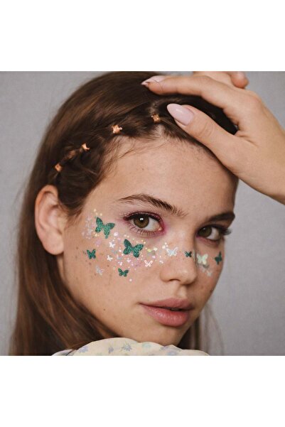OEM Silver Iridescent Green Butterfly Freckles Tattoo Stickers